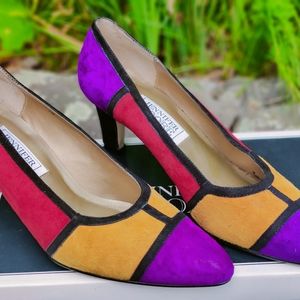 Vintage 80's Color Block Jennifer Moore Leather size 7